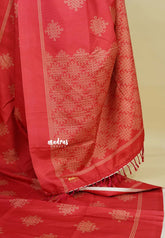 Chilli Red - Chithiram - Soft printed Paper Silk Saree with Kolam prints